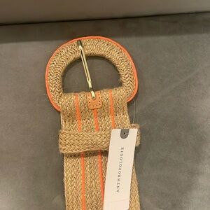NWT. Anthropologie belt.  Jute gold and coral  size Medium